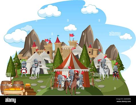 Military medieval camp on white background illustration Stock Vector ...