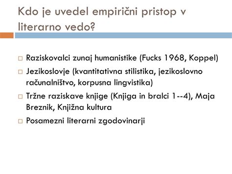 PPT Metodologija literarne vede Empirični pristop PowerPoint