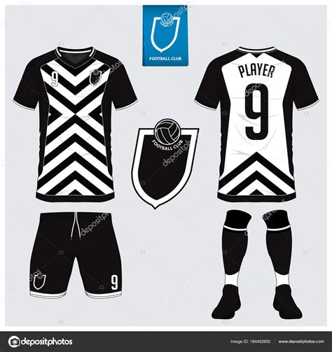 Soccer Jersey Fabic Black White Layout Stock Vector Royalty Free