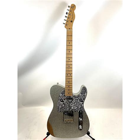 Used Fender Brad Paisley Road Worn Telecaster Solid Body Electric Guitar Silver Sparkle Guitar