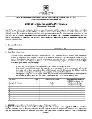 Fillable Online Westminstercollege SNAP Benefits Verification Dependent