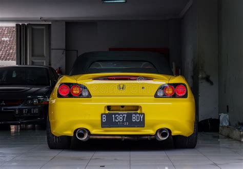 Yellow Honda S2000 Roadster In A Workshop Editorial Image Image Of