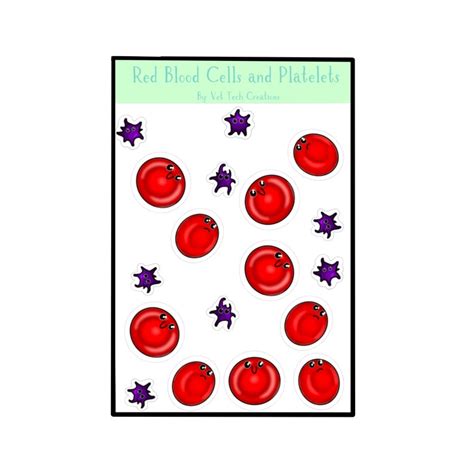 Blood Cell Stickers Vet Med Stickers Cartoon Blood Cell Etsy