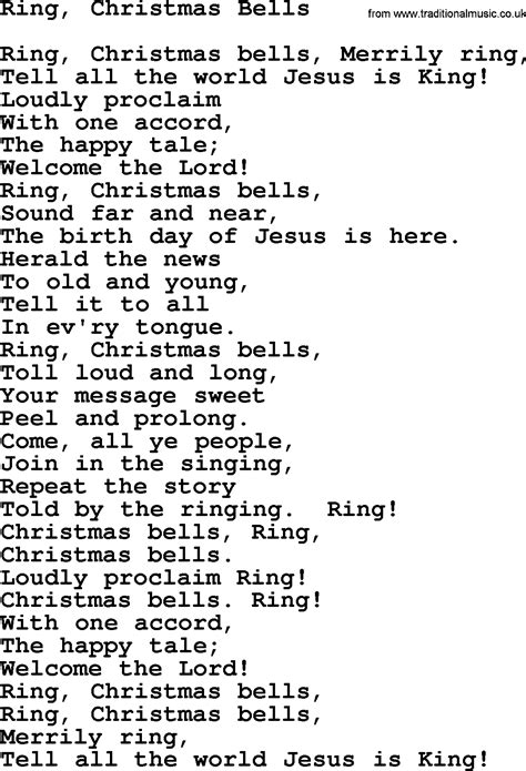 Catholic Hymns, Song: Ring, Christmas Bells - lyrics and PDF