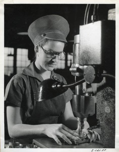 Woman Wearing Safety Goggles Operating Tapping Machine Photograph