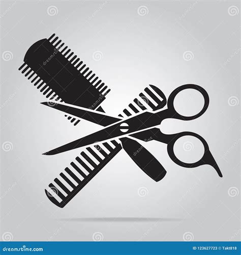 Hair Salon With Scissors And Comb Icon Stock Vector Illustration Of