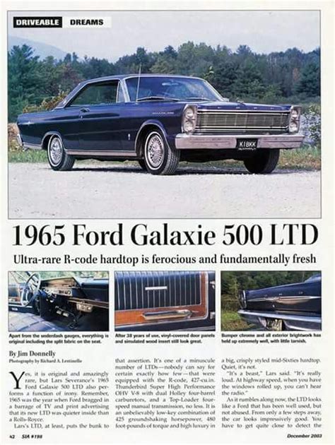 ‘65 Ford Galaxie 500 LTD Ford Galaxie 500, Ford Fairlane, Car Advertising, Car Ads, Vintage ...