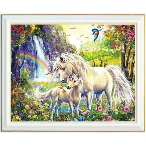 Diamond Painting Licornes De La Cascade 40 X 50 Cm Lartera