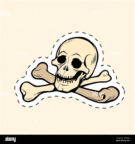 Skull and bones Jolly Roger label sticker Stock Vector Image & Art - Alamy