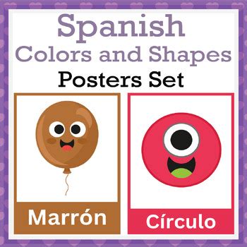 Spanish Colors and shapes illustrated Posters for the classroom.