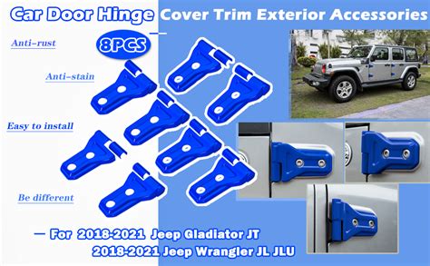 Amazon Bonbo Blue Door Hinge Cover Trim Exterior Accessories 8PCS