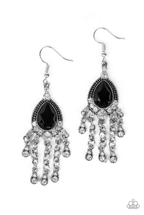 Paparazzi Bling Bliss Black And White Rhinestone Earrings