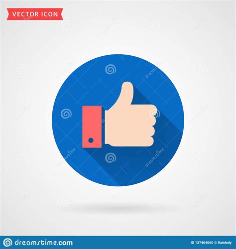 Thumbs Up Flat Icon In Circle Shape Like Sign Stock Vector