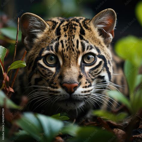 A Mysterious Ocelot Leopardus Pardalis Lurking In Its Enigmatic