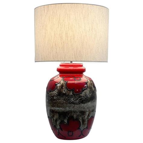 Mid Century Modern Red And Black Ceramic Table Lamp S For Sale At