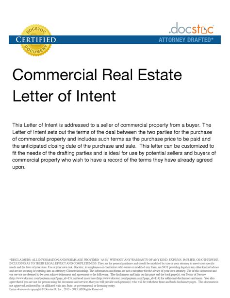 Real Estate Purchase Letter Of Intent Sample Templates