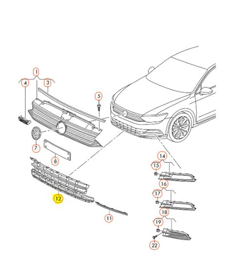 New Genuine Vw Passat Variant Santana 15 16 Front Bumper Lower Center Grill Ebay
