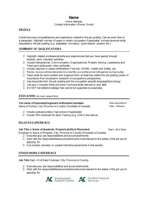 50 College Student Resume Templates And Format Templatelab