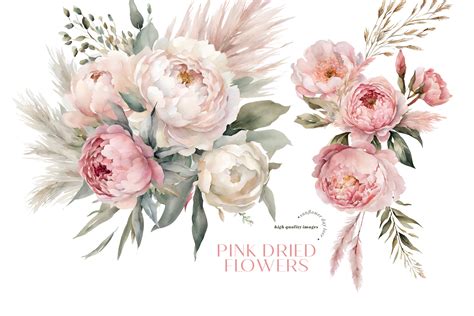 Pink Dried Floral Pampas Grass Clipart Graphic By Sunflowerlove · Creative Fabrica