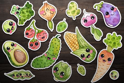 Kawaii Vegetables Clipart-watercolor hand drawing. Cute vegetables By XandPic Art | TheHungryJPEG