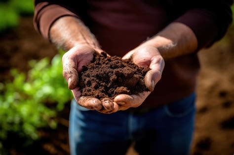 Premium AI Image Closeup Farmer S Hands Holding Soil Sample Soil