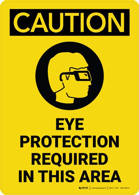 Caution Eye Protection Required In This Area With Icon Portrait Wall