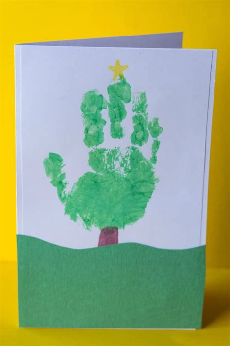 Handprint Christmas Tree Card - Glue Sticks and Gumdrops