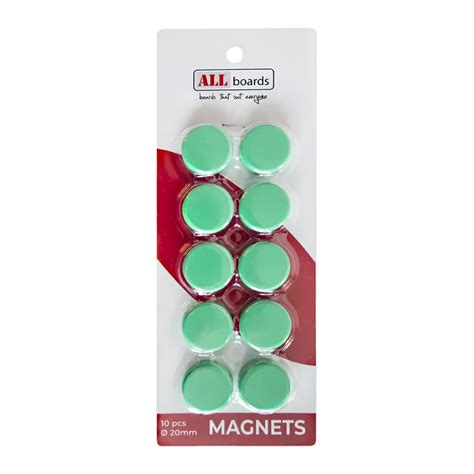 Zielone magnesy do tablic suchościeralnych 10 sztuk 20 mm