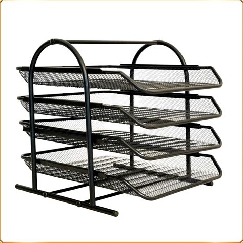 Velesolv Countertop Tiered Shelf Office Desktop Tray Rack Mesh Metal