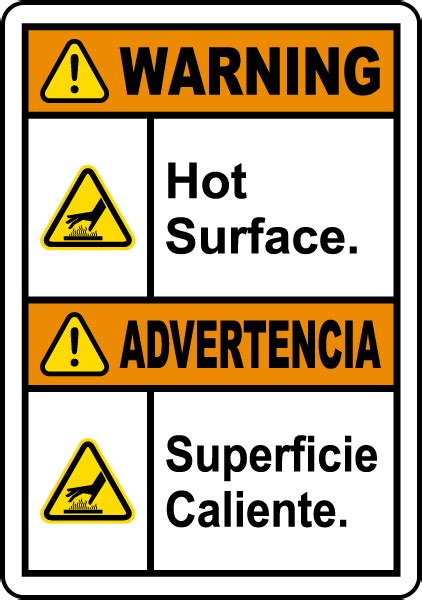 Bilingual Warning Hot Surface Label Save 10 Instantly