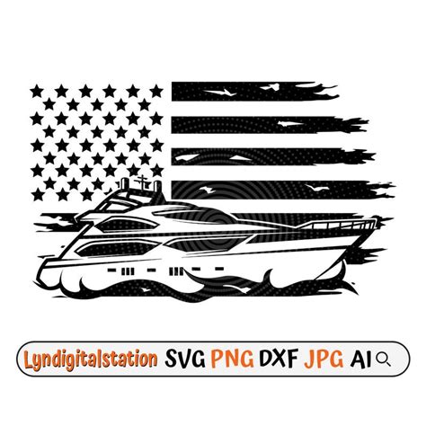 US Yacht Svg Speed Boat Clipart Luxury Yachts Cut File