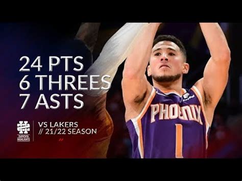 Devin Booker 24 Pts 6 Threes 7 Asts Vs Lakers 21 22 Season YouTube