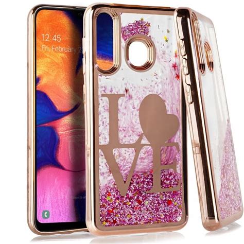 For Samsung Galaxy A20 Case Wydan Liquid Glitter Bling Clear Bumper Slim Protective Rubber