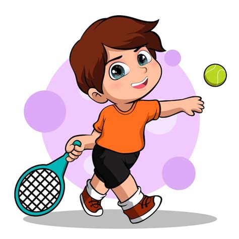 Lindo Personaje De Un Jugador De Tenis Masculino Vector Premium