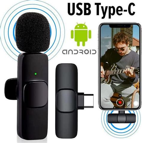 Microfone Lapela Sem Fio Celular Android Usb Tipo C Universal Gravar