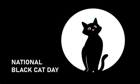 National Black Cat Day. Black cat, feline. Vector banner on a black ...