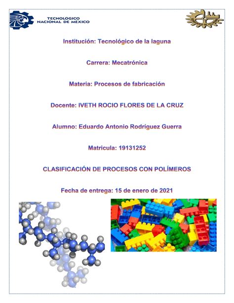 Clasificación de Procesos con Polímeros INTRODUCCIN En esta