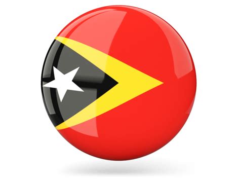 Glossy Round Icon Illustration Of Flag Of East Timor