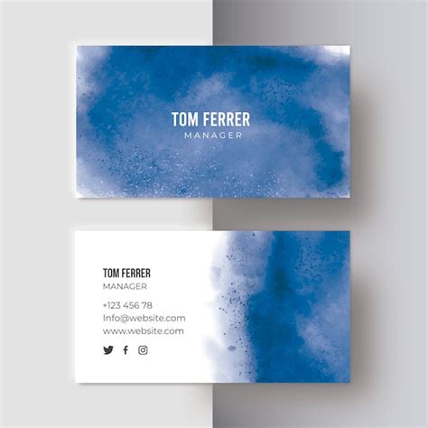 Premium Vector Blue Watercolor Business Card