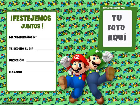 Invitaciones Cumpleanos Con Foto Mario Bros Y Luigi Invitaciones De