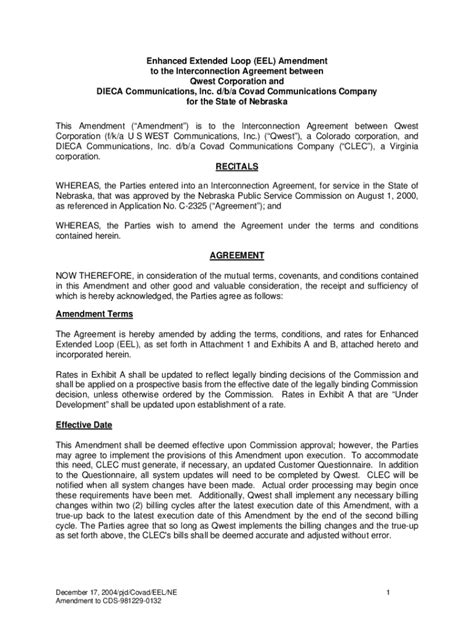 Fillable Online Enhanced Extended Loop Eel Amendment To The Fax