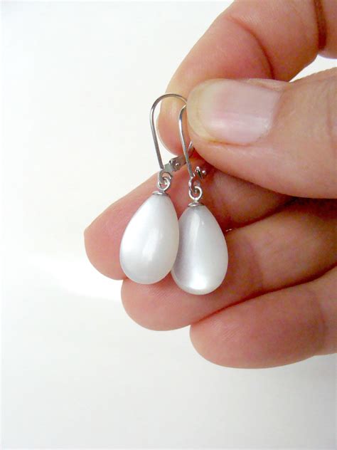 Moonstone 14kt White Gold Earrings Solid Genuine 14kt Gold White