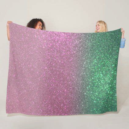 Sparkly Mermaid Green Berry Pink Glitter Ombre Fleece Blanket Zazzle