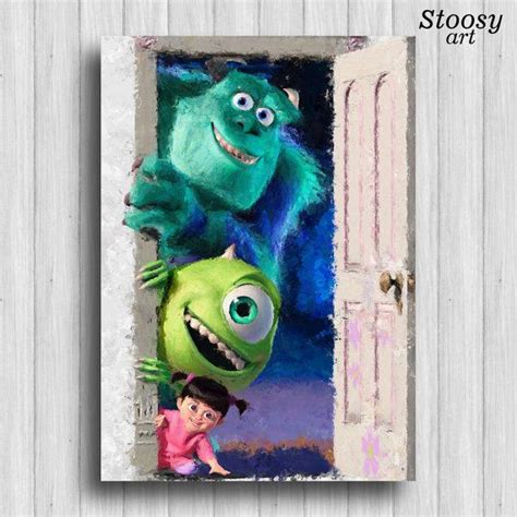 Boo And Mike And Sully Poster Monsters Inc Nursery Watercolor Kids Wall