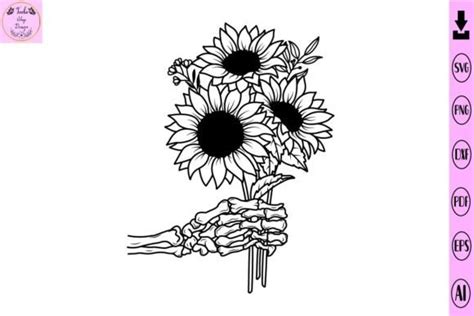 Skeleton Hand Sunflower Svg Flower Svg Graphic By Tadashop Design