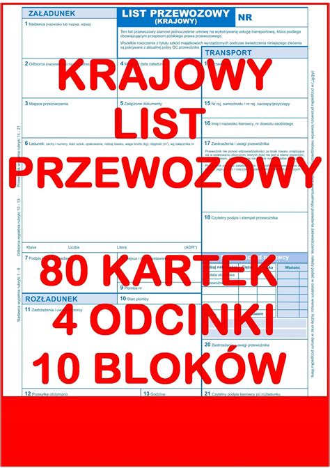 Krajowy List Przewozowy Kartek Odc X Bl Ceny I Opinie Ceneo Pl