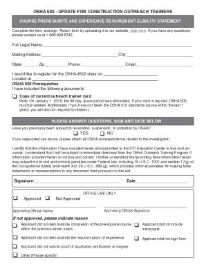 Fillable Online Fillable Trainer Course Prerequisite Verification Form