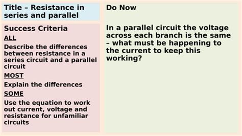 Resistance in series and parallel | Teaching Resources