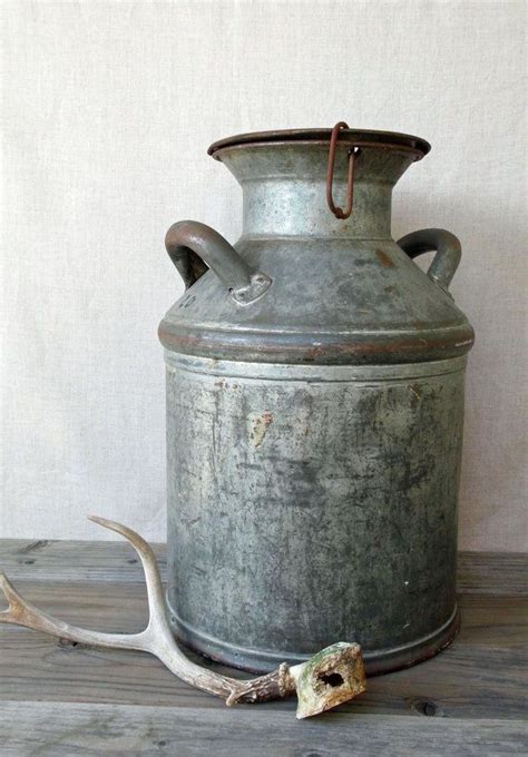 Large Vintage Dairy Creamery Milk Can Galvanized Metal Farmhouse Rustic Chic Living Old