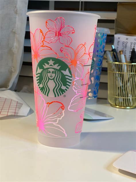 Hibiscus Flower Starbucks Cold Cup Etsy